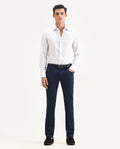 Rare Rabbit Men's Corvo Blue Cotton Blend Plain Hawk Slim Fit Jeans