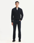 Rare Rabbit Men's Corvo Navy Cotton Blend Plain Hawk Slim Fit Jeans