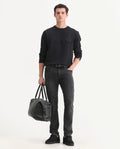 Rare Rabbit Men's Cosmog-1 Dark Grey Cotton Blend Fabric Hawk Slim Plain Jeans