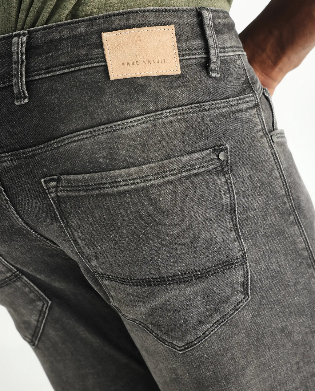 Rare Rabbit Men's Cosmog Black Cotton Plain Hawk Slim Fit Jeans