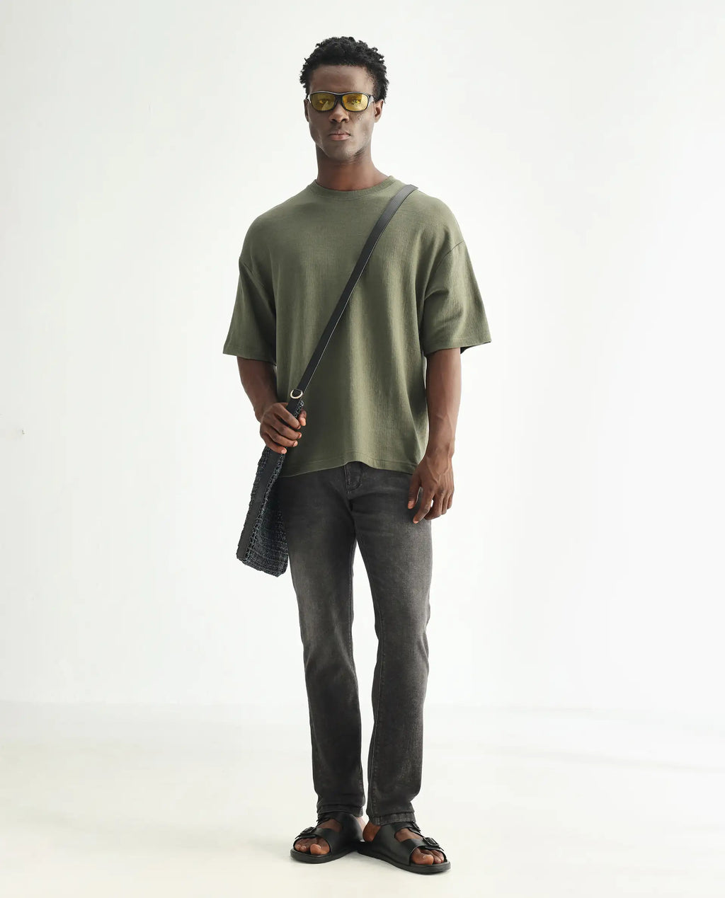 Rare Rabbit Men's Cosmog Black Cotton Plain Hawk Slim Fit Jeans