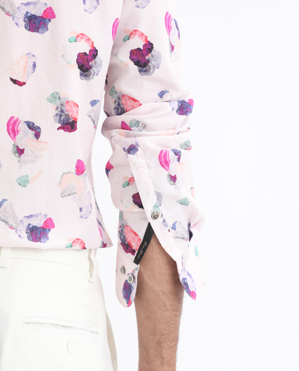 Rare Rabbit Men's Crysta- Pink Cotton Abstract Print Regular Fit Full Sleeve Collared Shirt