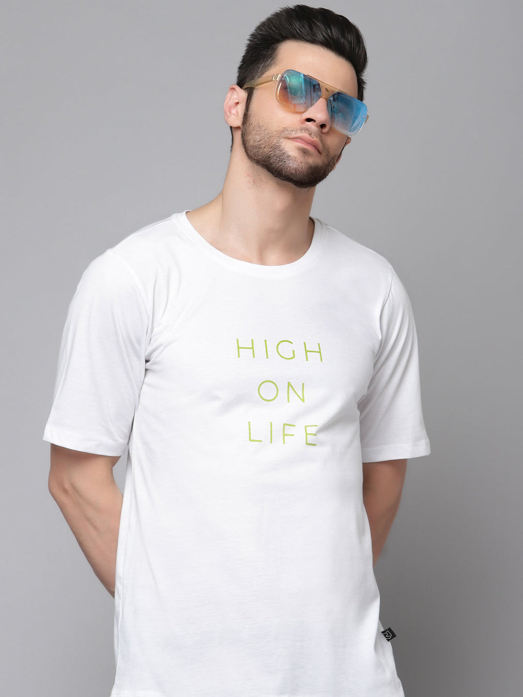 Men Printed Oversized Half Sleeves Round Neck Cotton TShirt