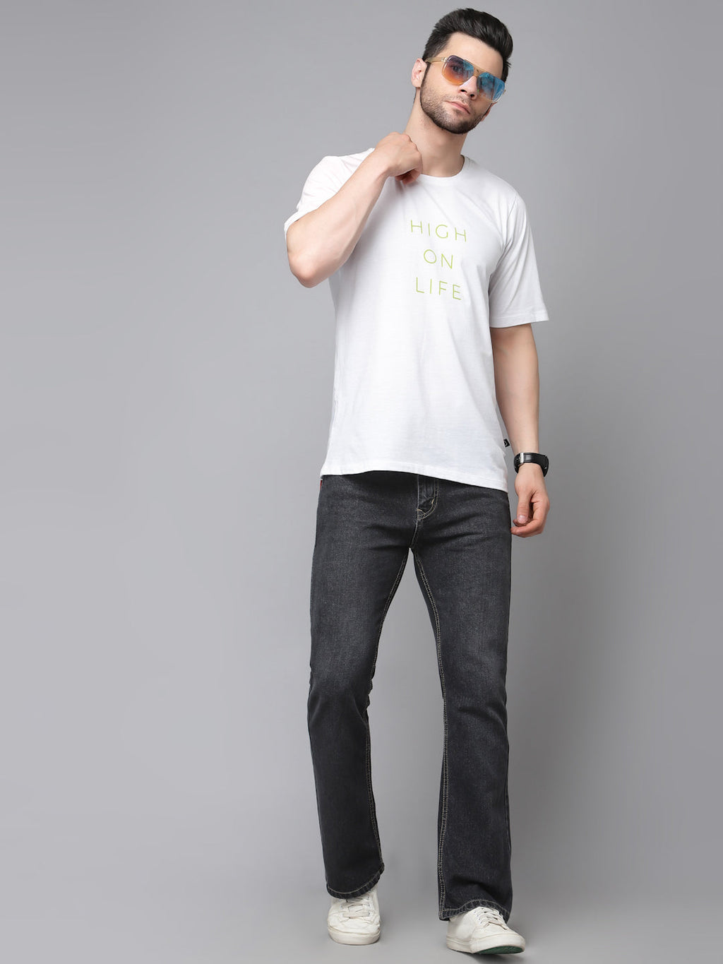 Men Printed Oversized Half Sleeves Round Neck Cotton TShirt