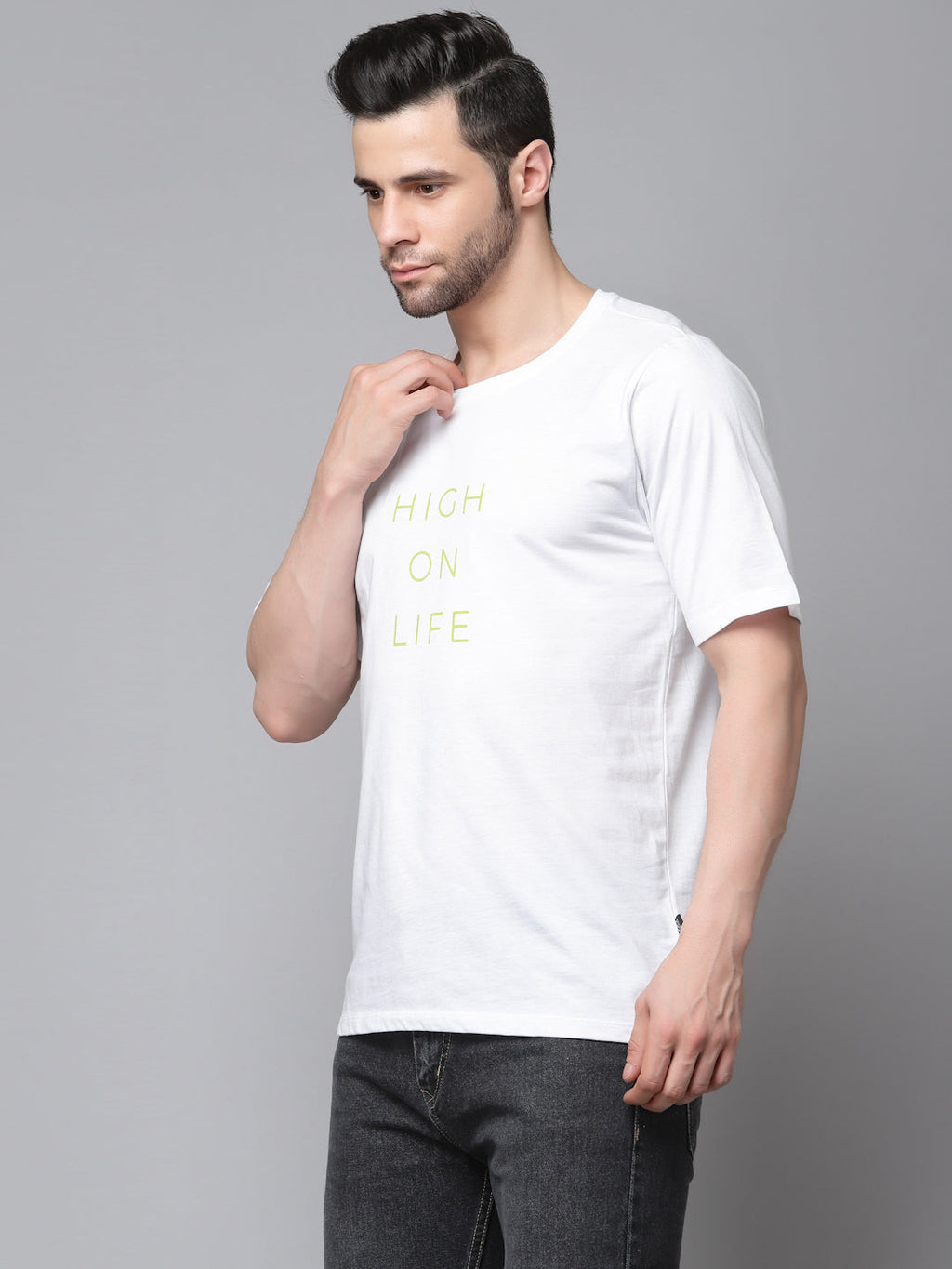 Men Printed Oversized Half Sleeves Round Neck Cotton TShirt