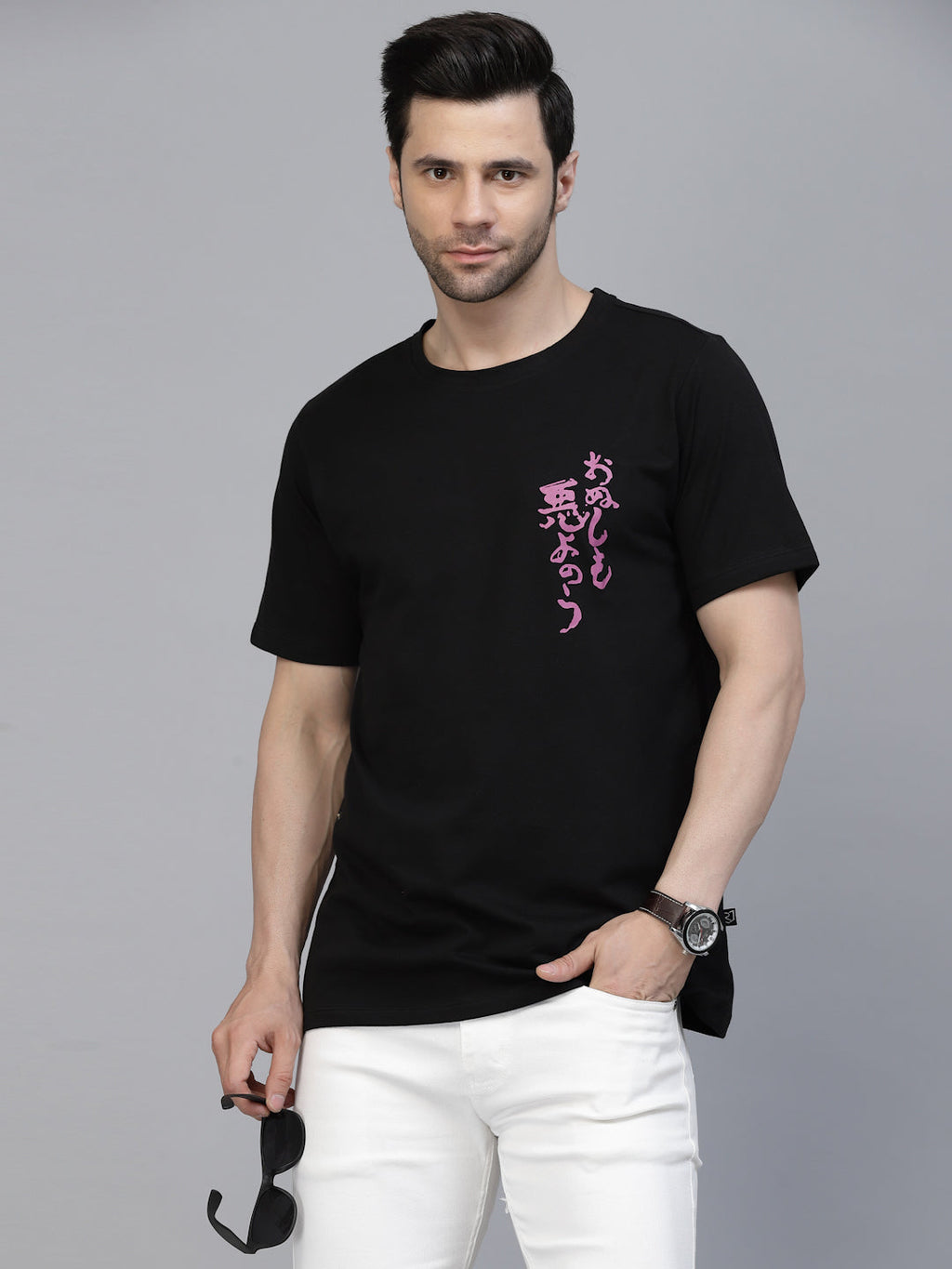Men Printed Oversized Half Sleeves Round Neck Cotton Tees