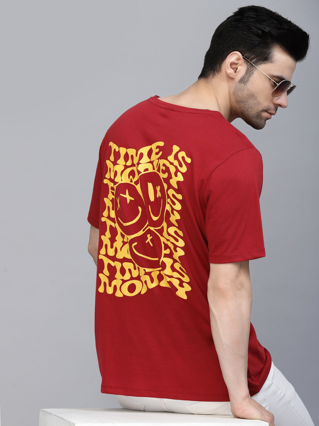 Men Printed Oversized Half Sleeves Round Neck Cotton Tees