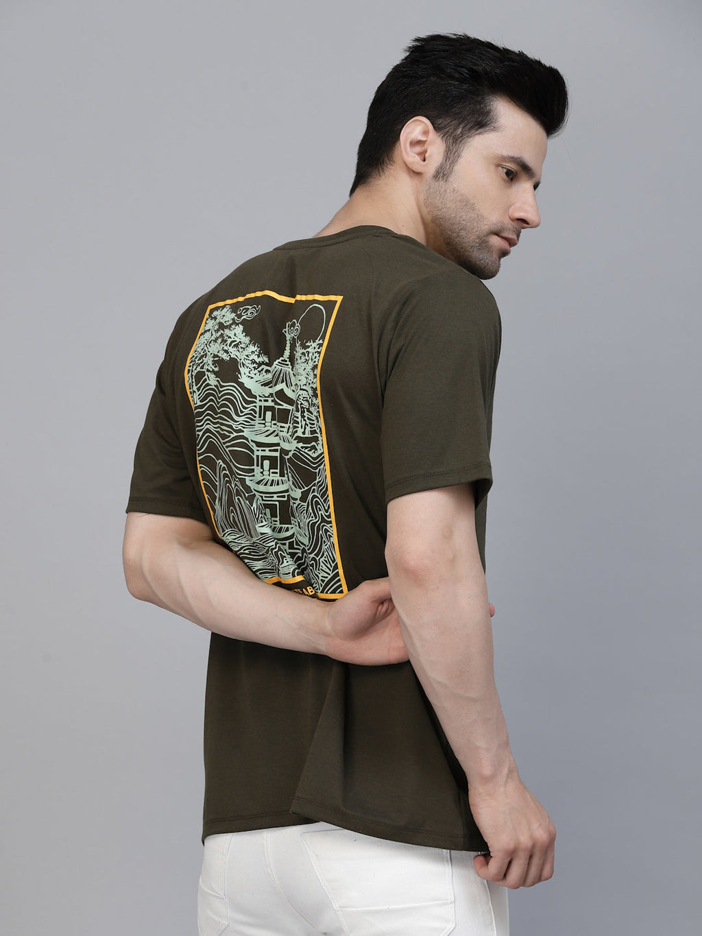 Men Printed Oversized Half Sleeves Round Neck Cotton Tees