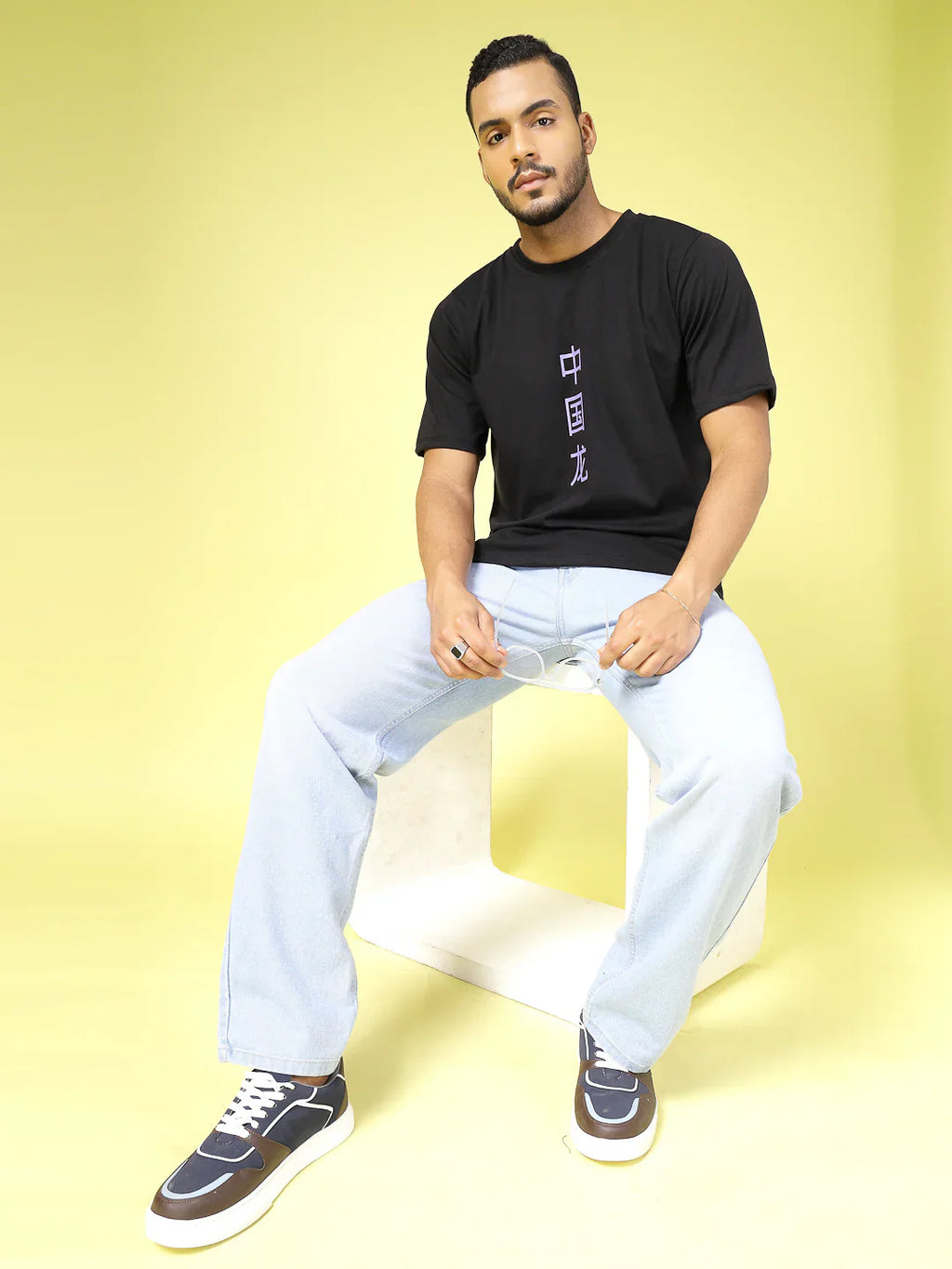 Men Bold Print Cotton Fabric Jersey Oversized Tshirt