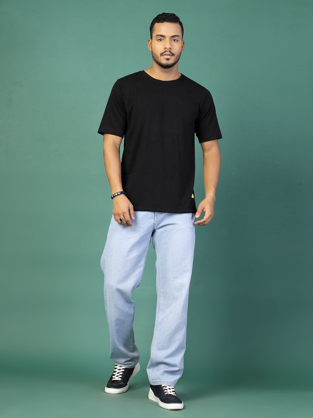 Men Black Oversized Printed T-shirt