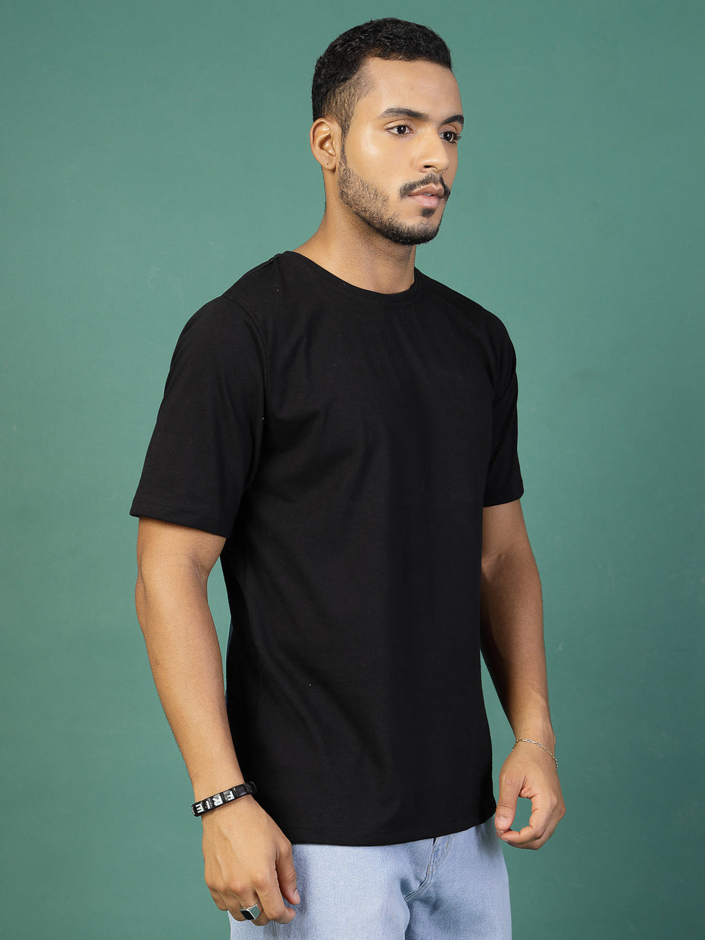Men Black Oversized Printed T-shirt