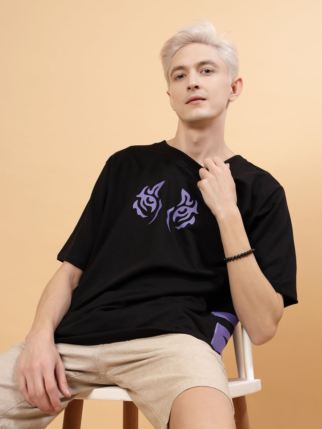 Men Bold Quirky Prints Oversized Terry Tees
