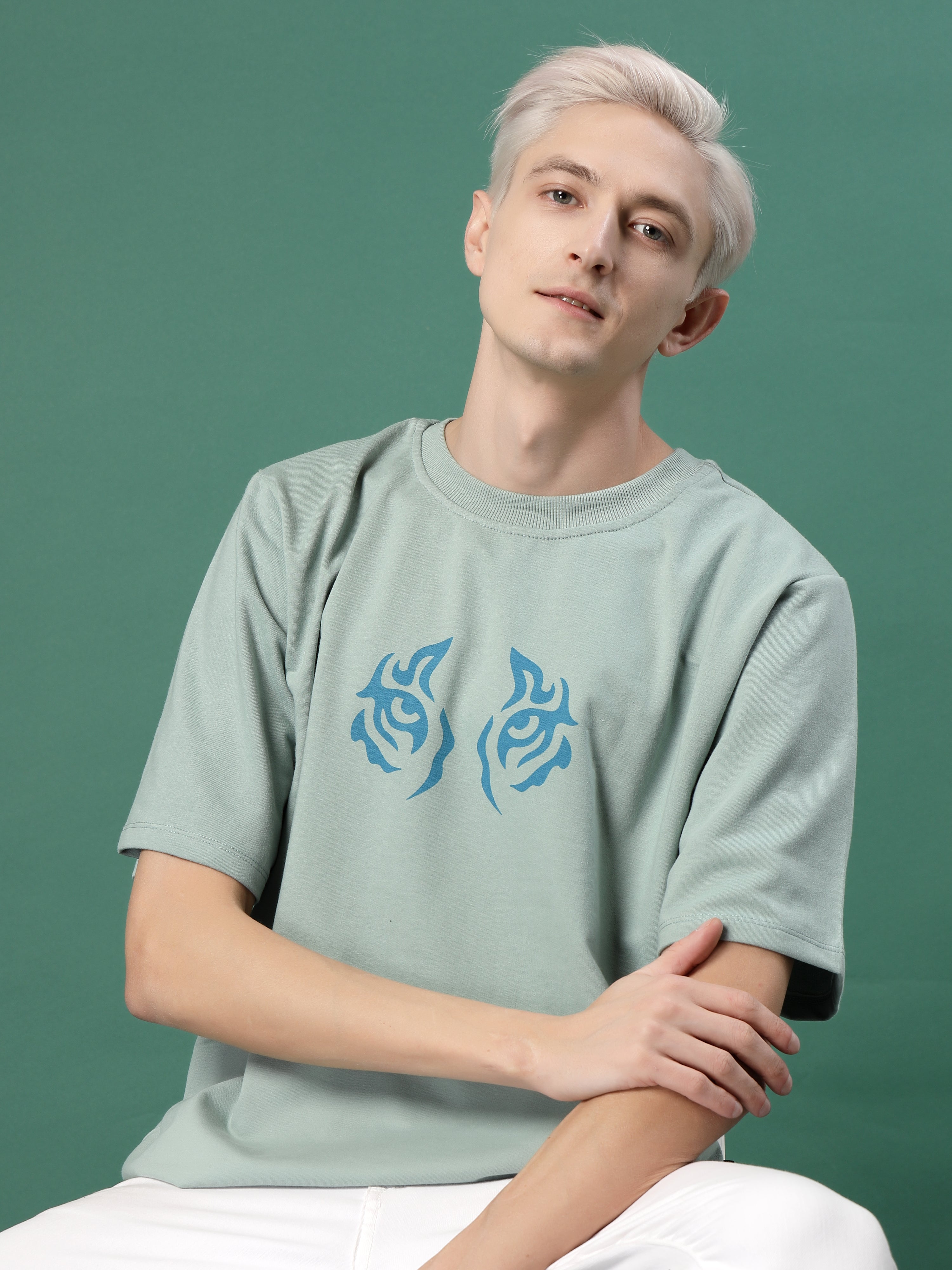 Men Bold Quirky Prints Oversized Terry Tees