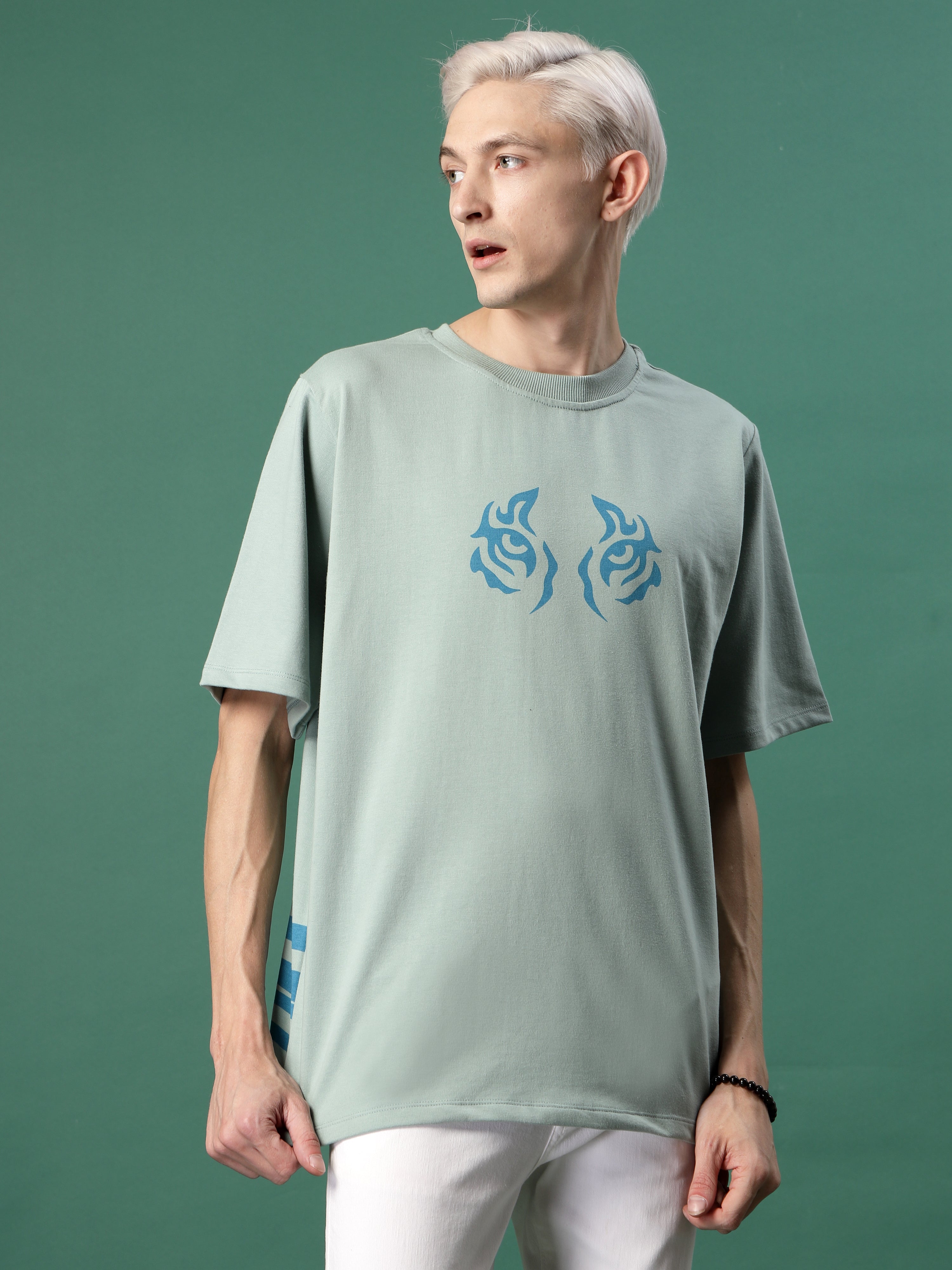 Men Bold Quirky Prints Oversized Terry Tees