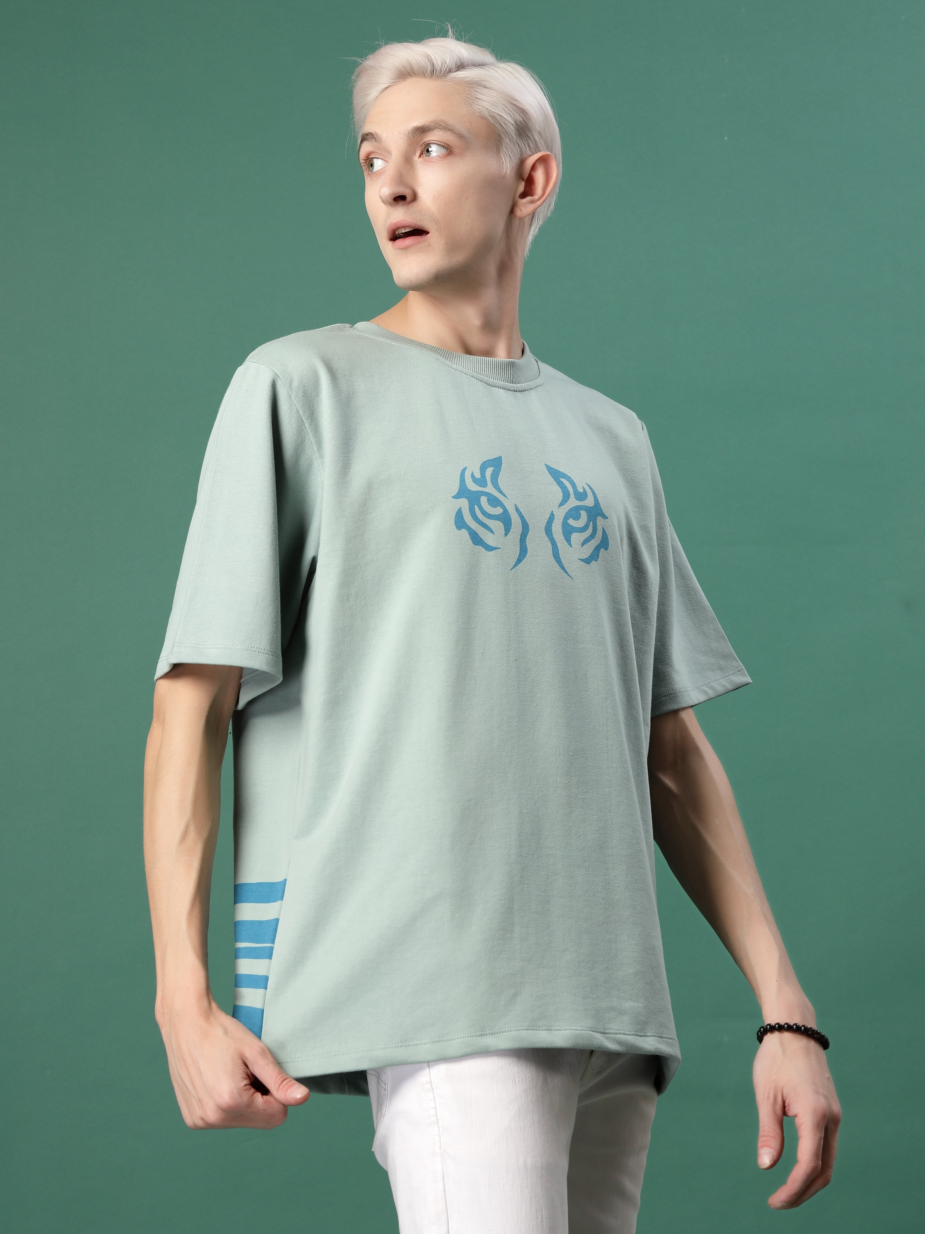 Men Bold Quirky Prints Oversized Terry Tees