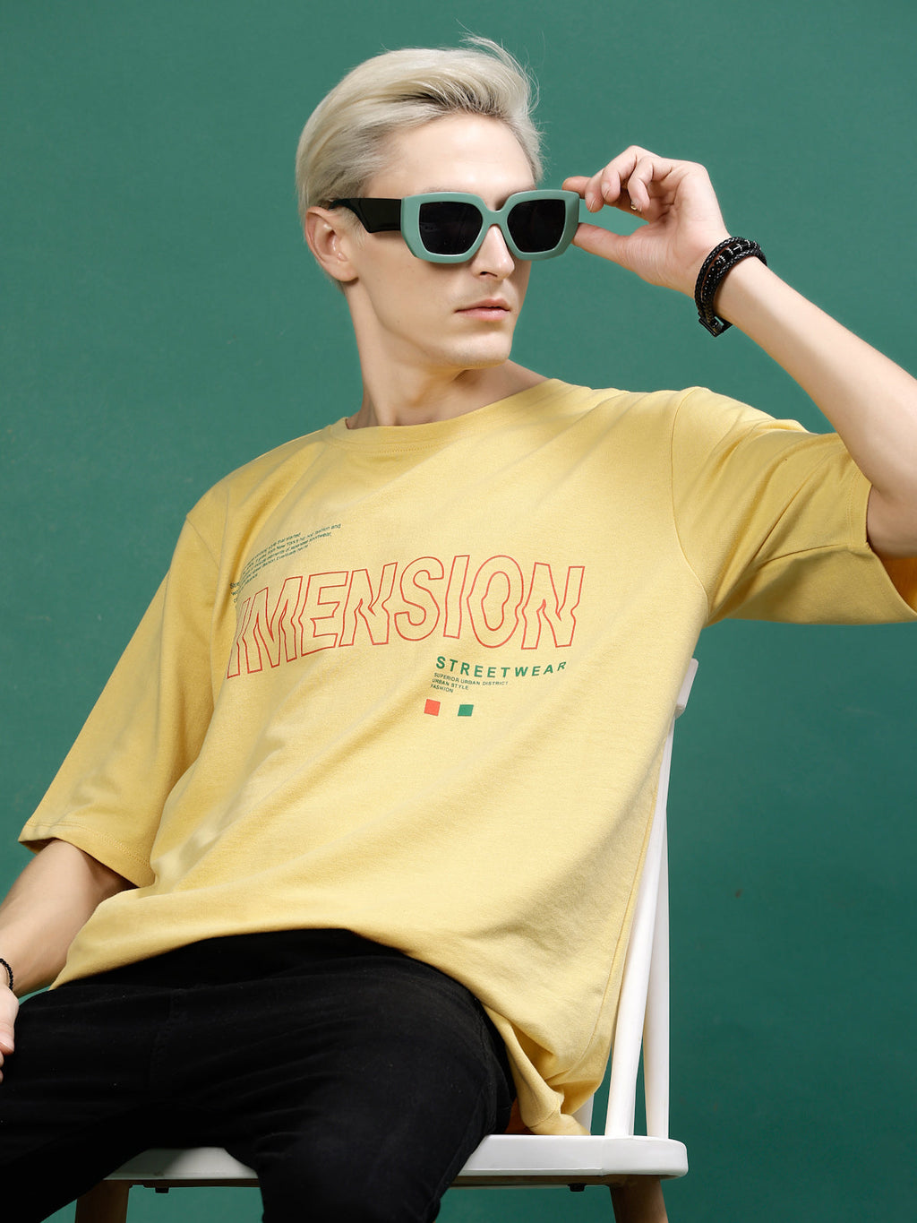 Men Oversized Typography Cotton Terry TShirt