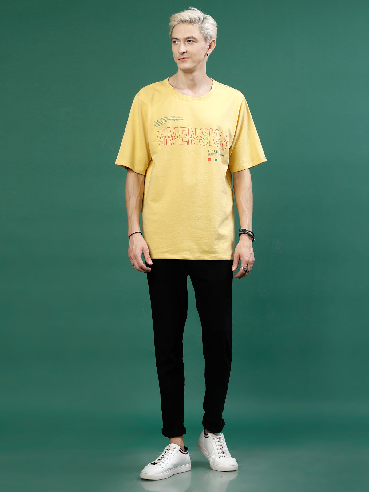 Men Oversized Typography Cotton Terry TShirt
