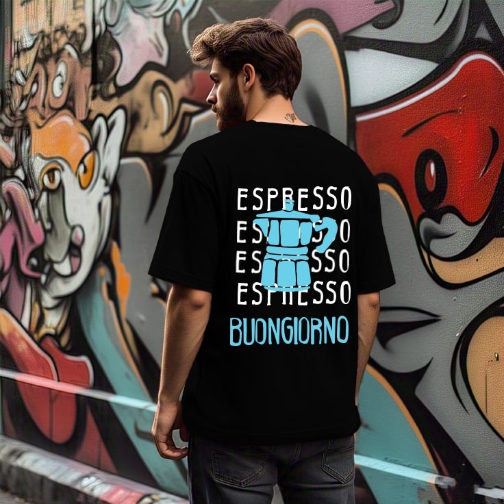 Men Black Typography Oversized T-Shirt