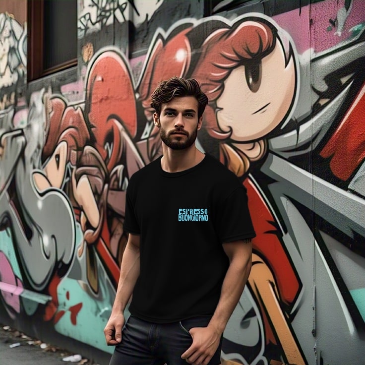 Men Black Typography Oversized T-Shirt