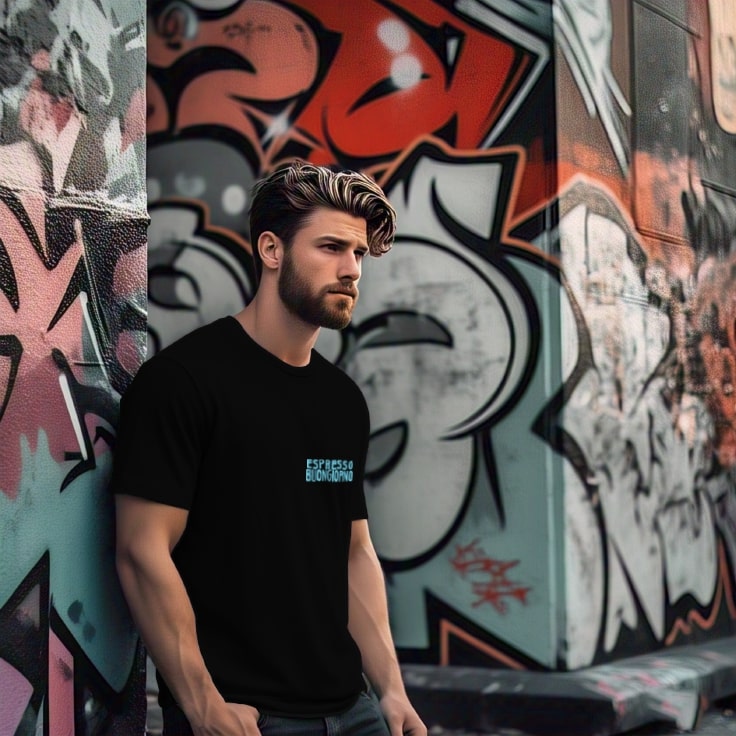 Men Black Typography Oversized T-Shirt