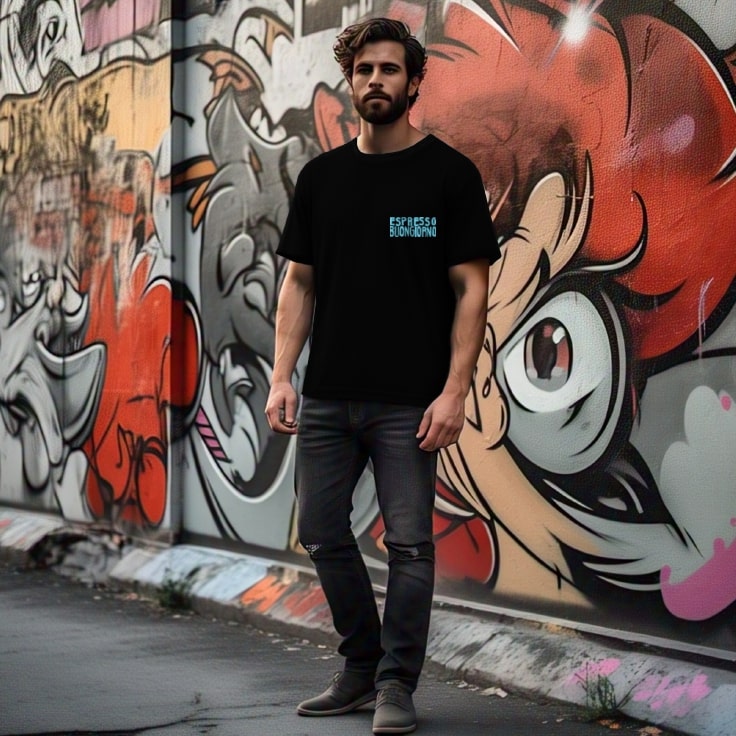 Men Black Typography Oversized T-Shirt