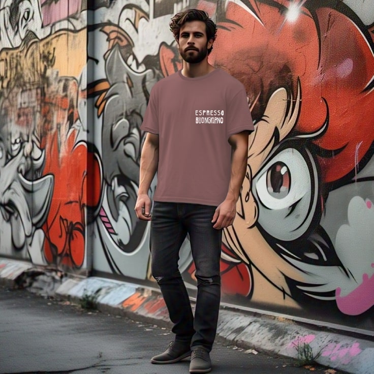 Men Mauve Typography Oversized T-Shirt