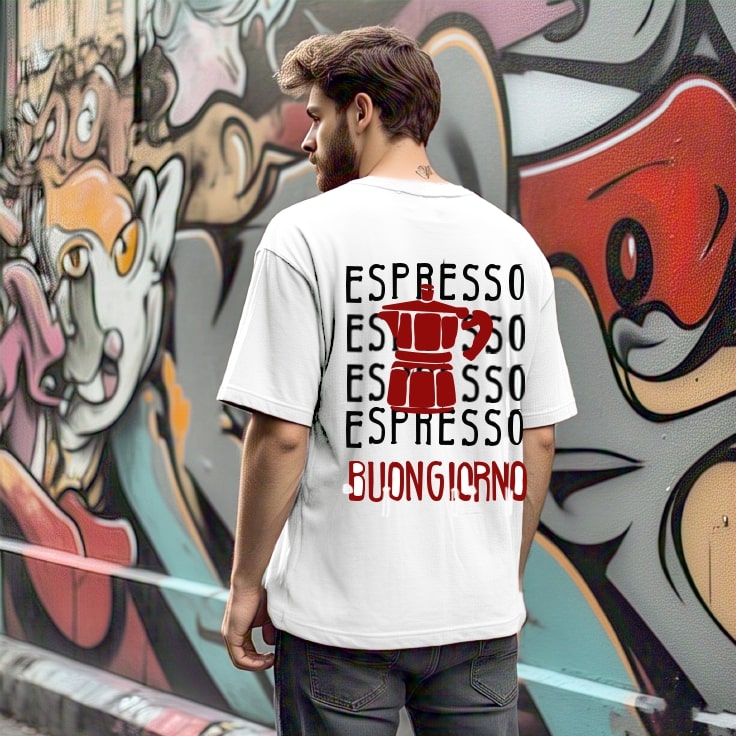 Men White Typography Oversized T-Shirt