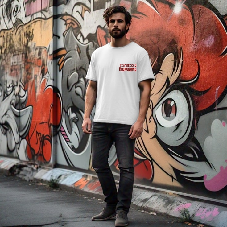 Men White Typography Oversized T-Shirt