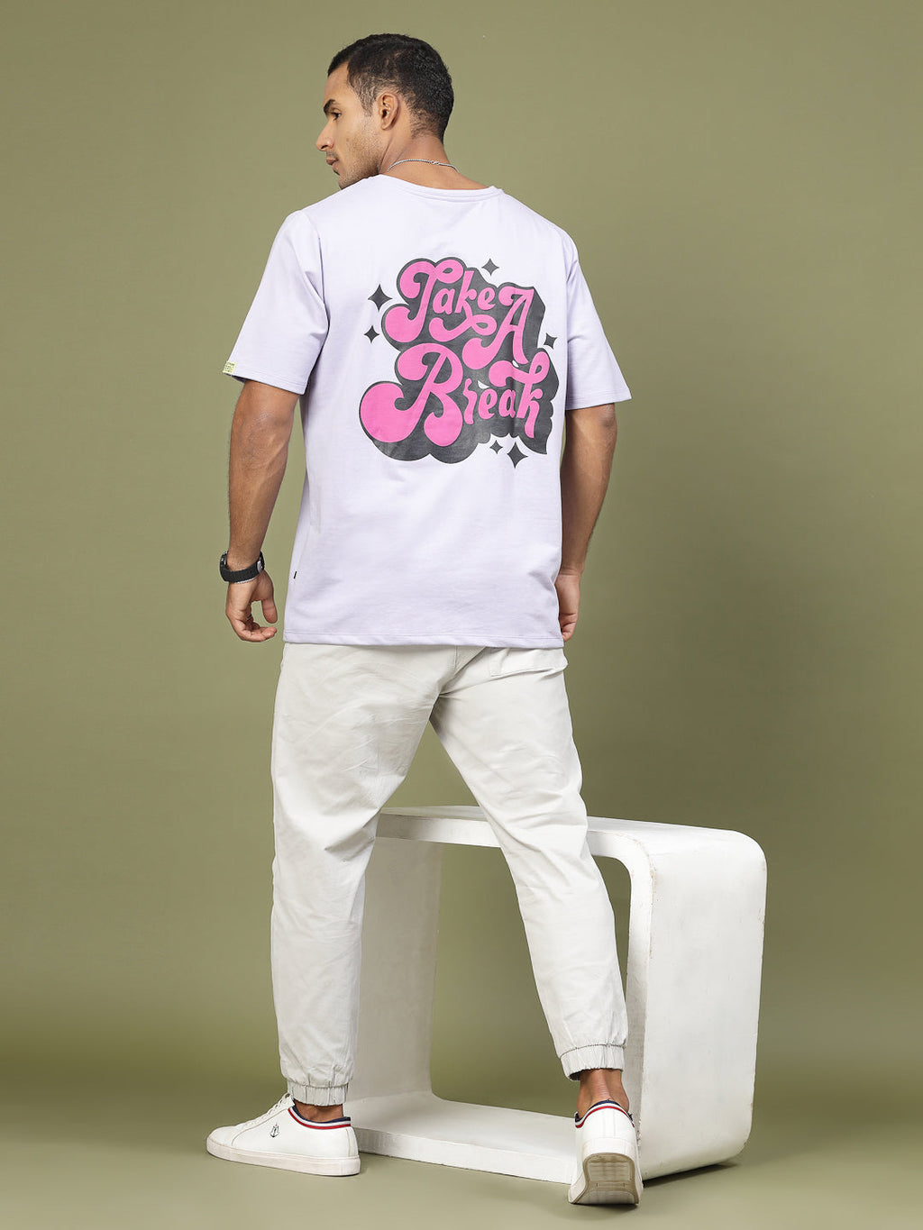 Men Chill Vibes Puff Print Oversized T-Shirt
