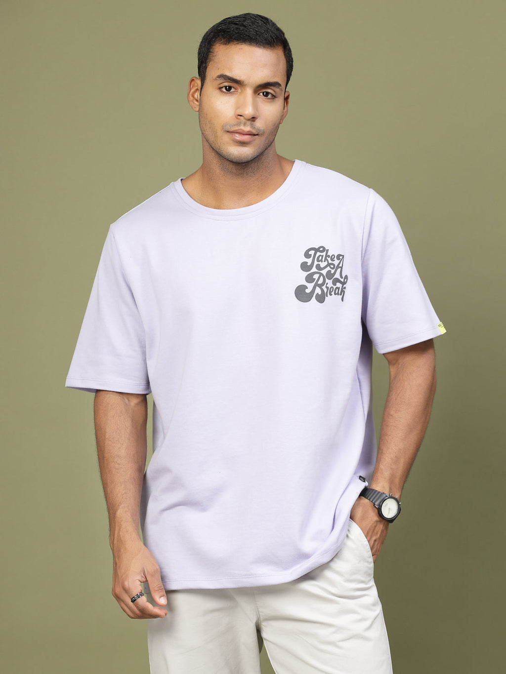 Men Chill Vibes Puff Print Oversized T-Shirt