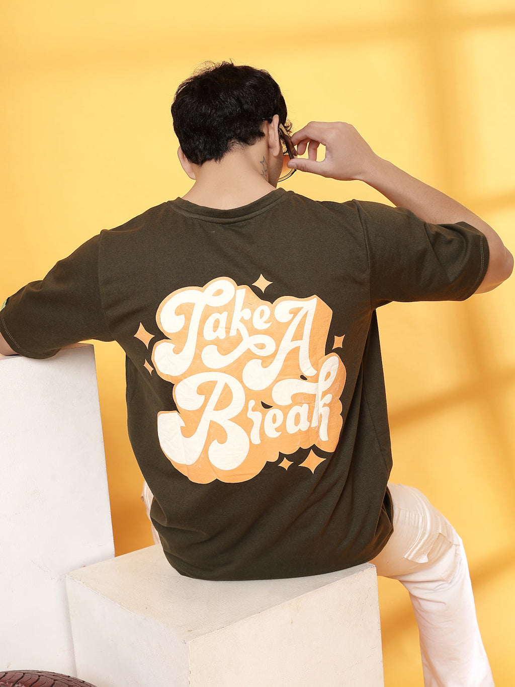 Men Back Puff Print T-Shirt