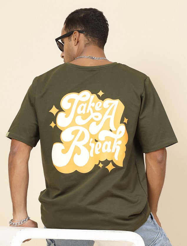 Men Chill Vibes Puff Print Oversized T-Shirt