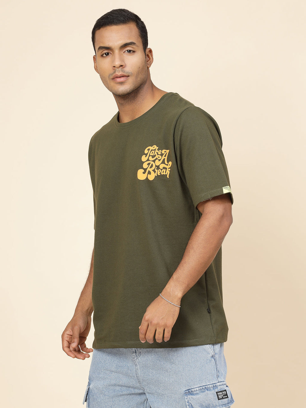 Men Chill Vibes Puff Print Oversized T-Shirt