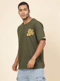 Men Chill Vibes Puff Print Oversized T-Shirt