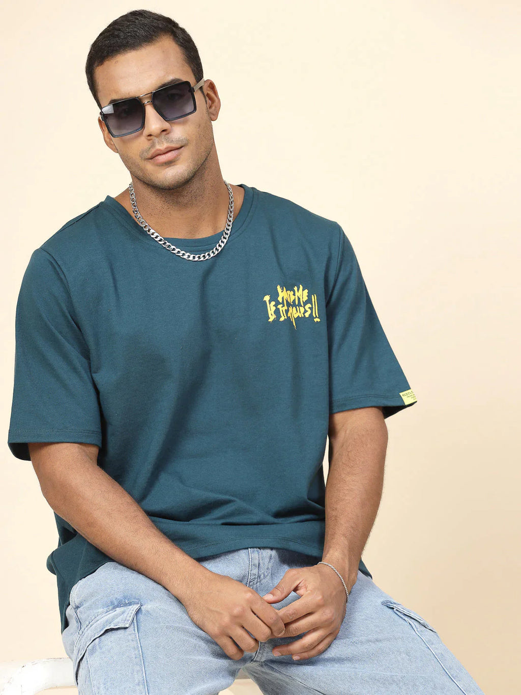 Men Mask Off Oversized Terry TShirt