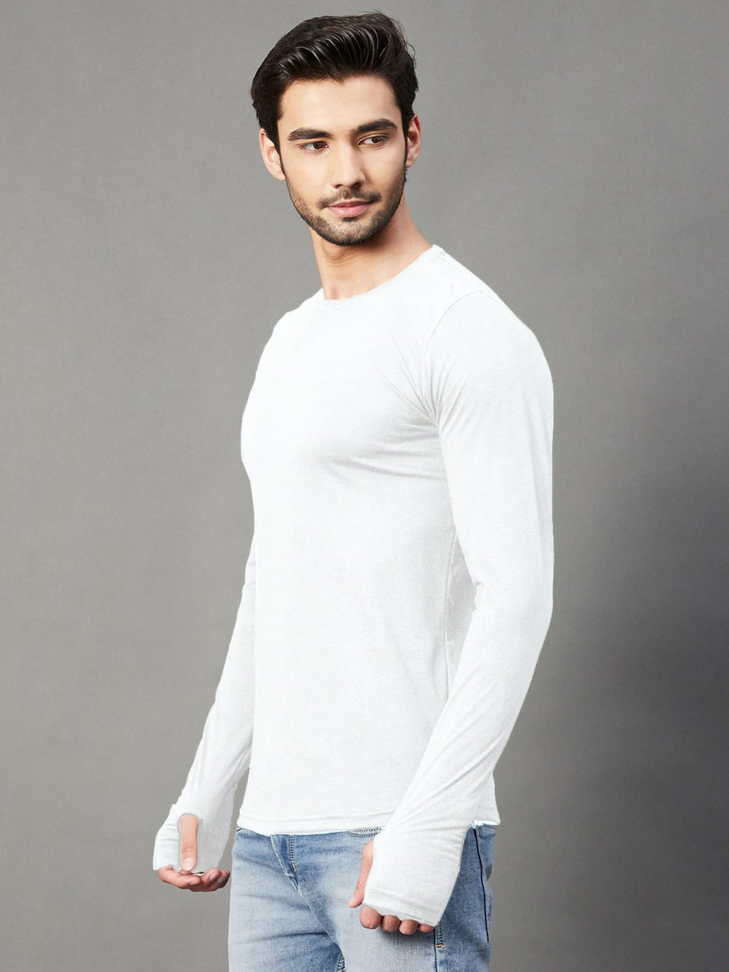 Men White Cotton Jersy T-Shirt