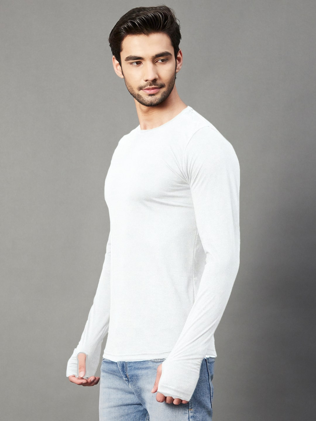 Men White Cotton Jersy T-Shirt