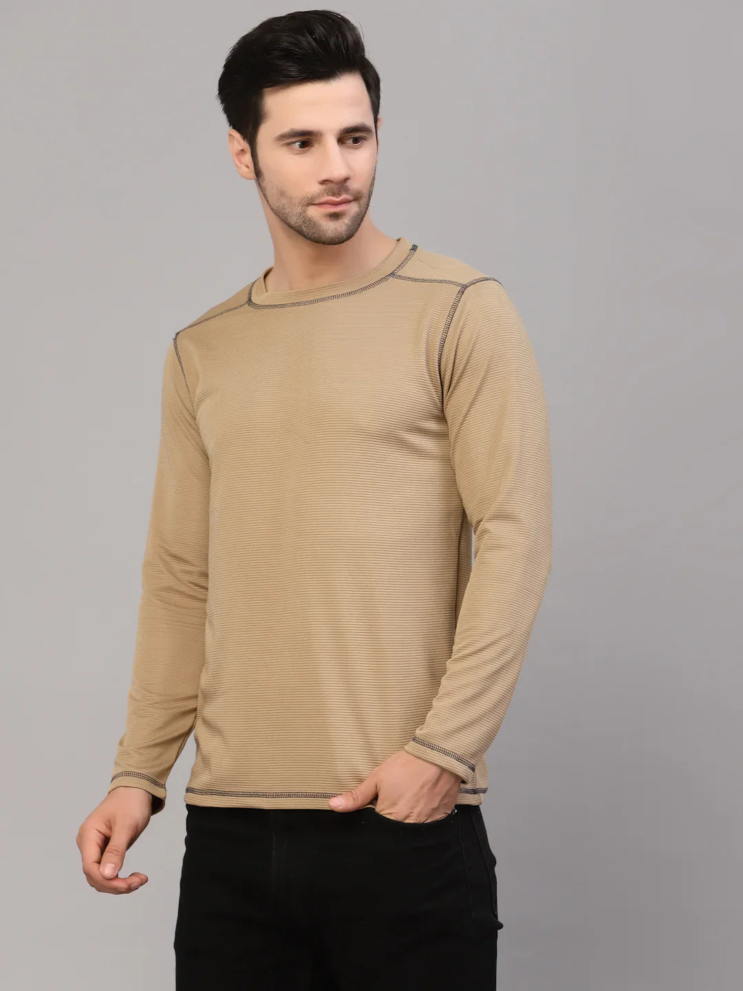 Men Poly Corduroy Round Neck TShirt