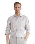 Rare Rabbit Men's Curas Pastel Blue Viscose Blend Floral Print Regular Fit Full Sleeve Collared Shirt