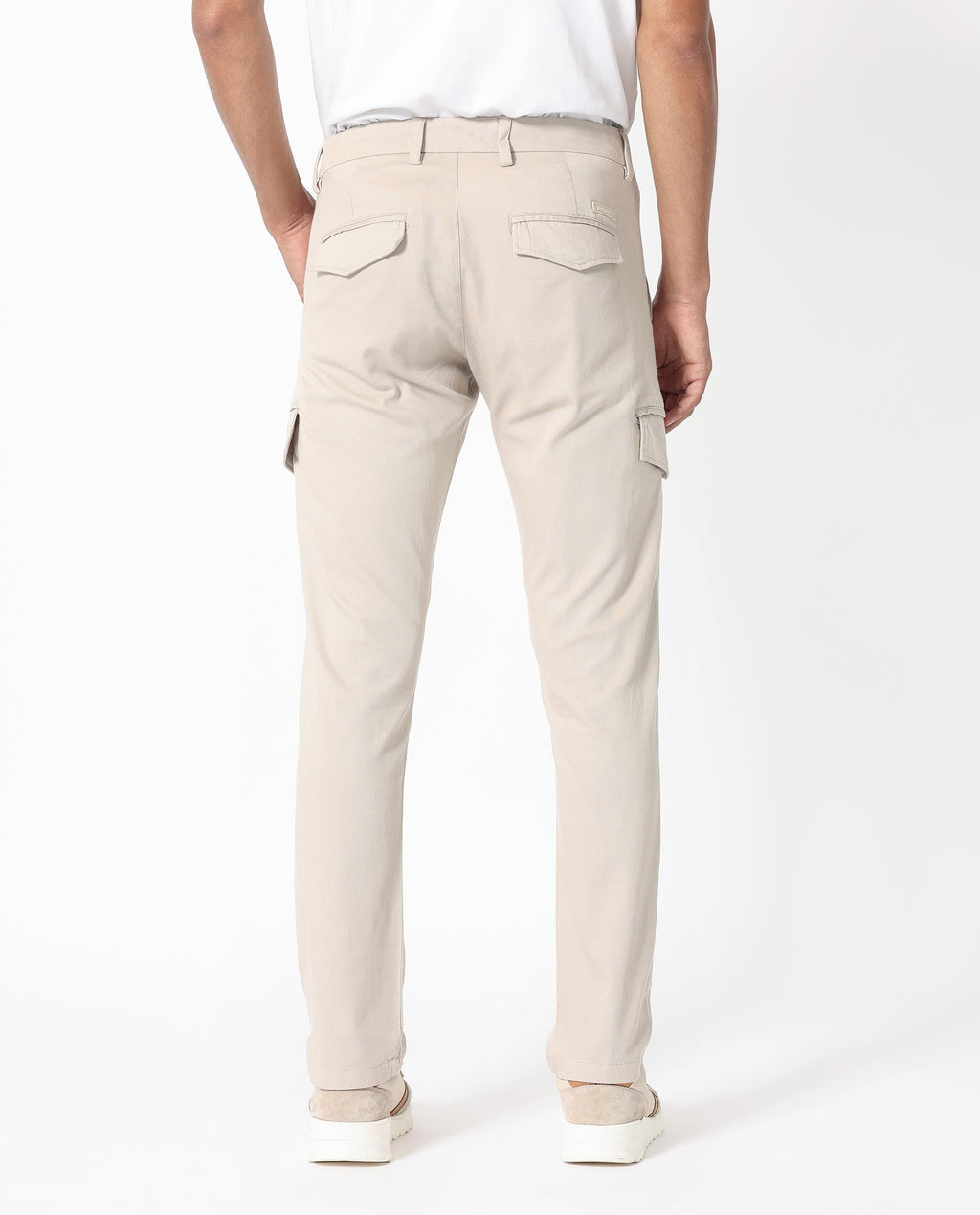 Rare Rabbit Men's Curo Beige Cotton Plain Regular Fit Trouser