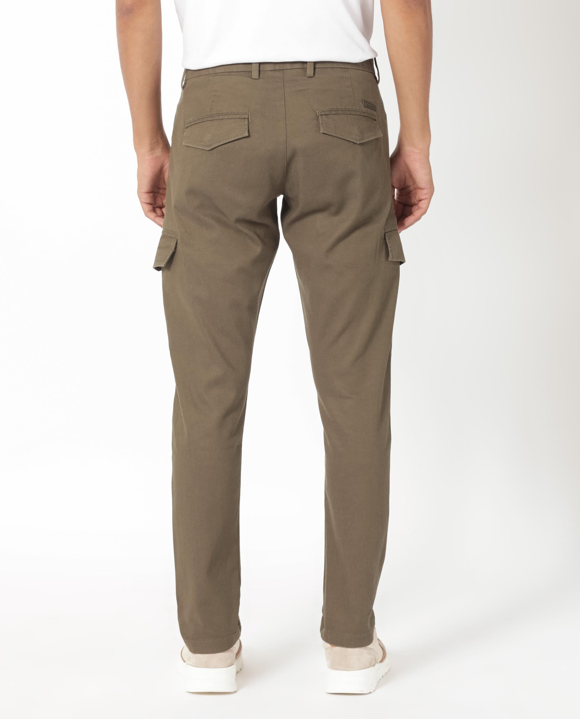 Rare Rabbit Men's Curo Olive Cotton Plain Regular Fit Trouser