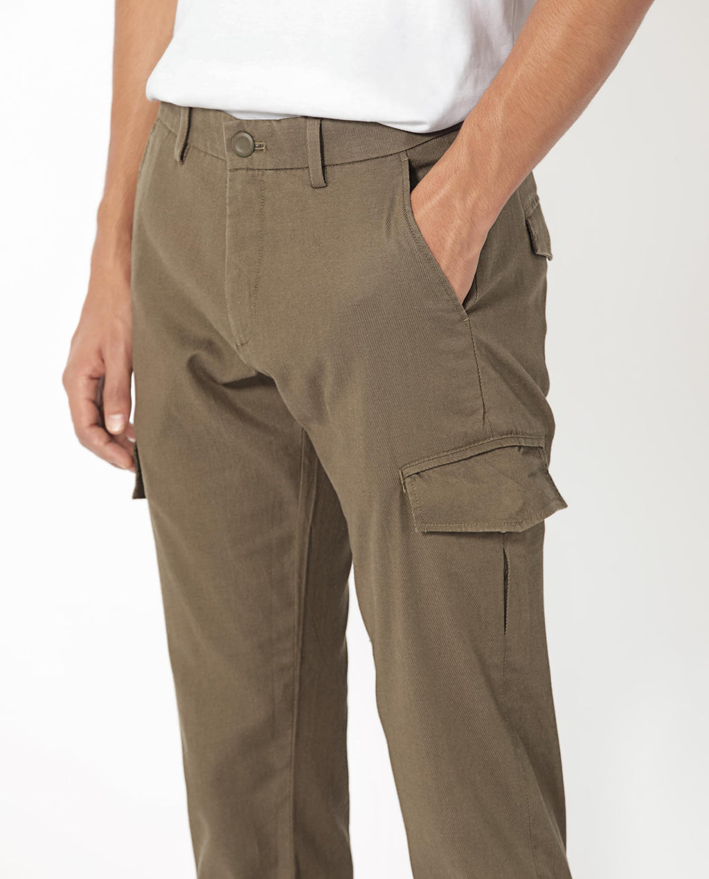 Rare Rabbit Men's Curo Olive Cotton Plain Regular Fit Trouser
