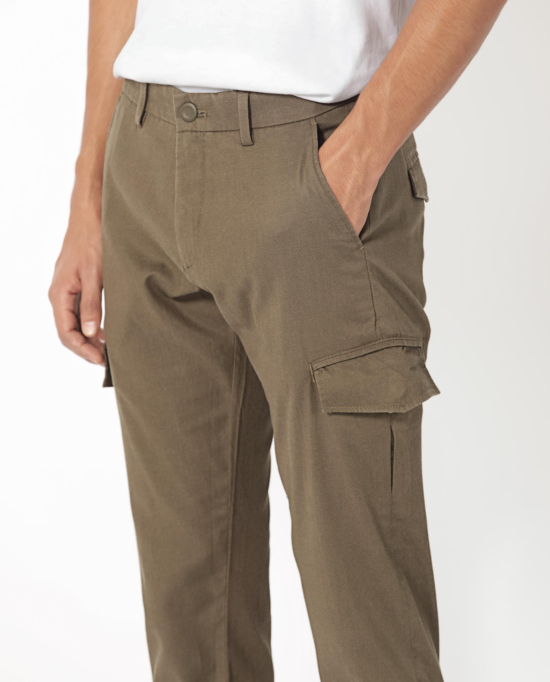 Rare Rabbit Men's Curo Olive Cotton Plain Regular Fit Trouser