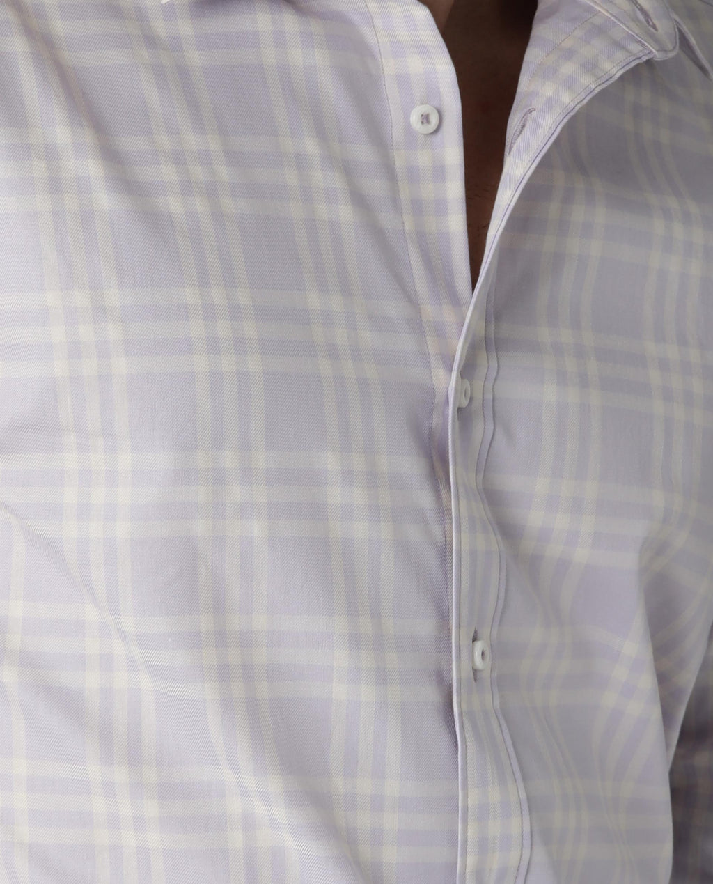 Rare Rabbit Men's Daren Purple Cotton Checked Print Regular Fit Full Sleeve Spread Collar Shirt