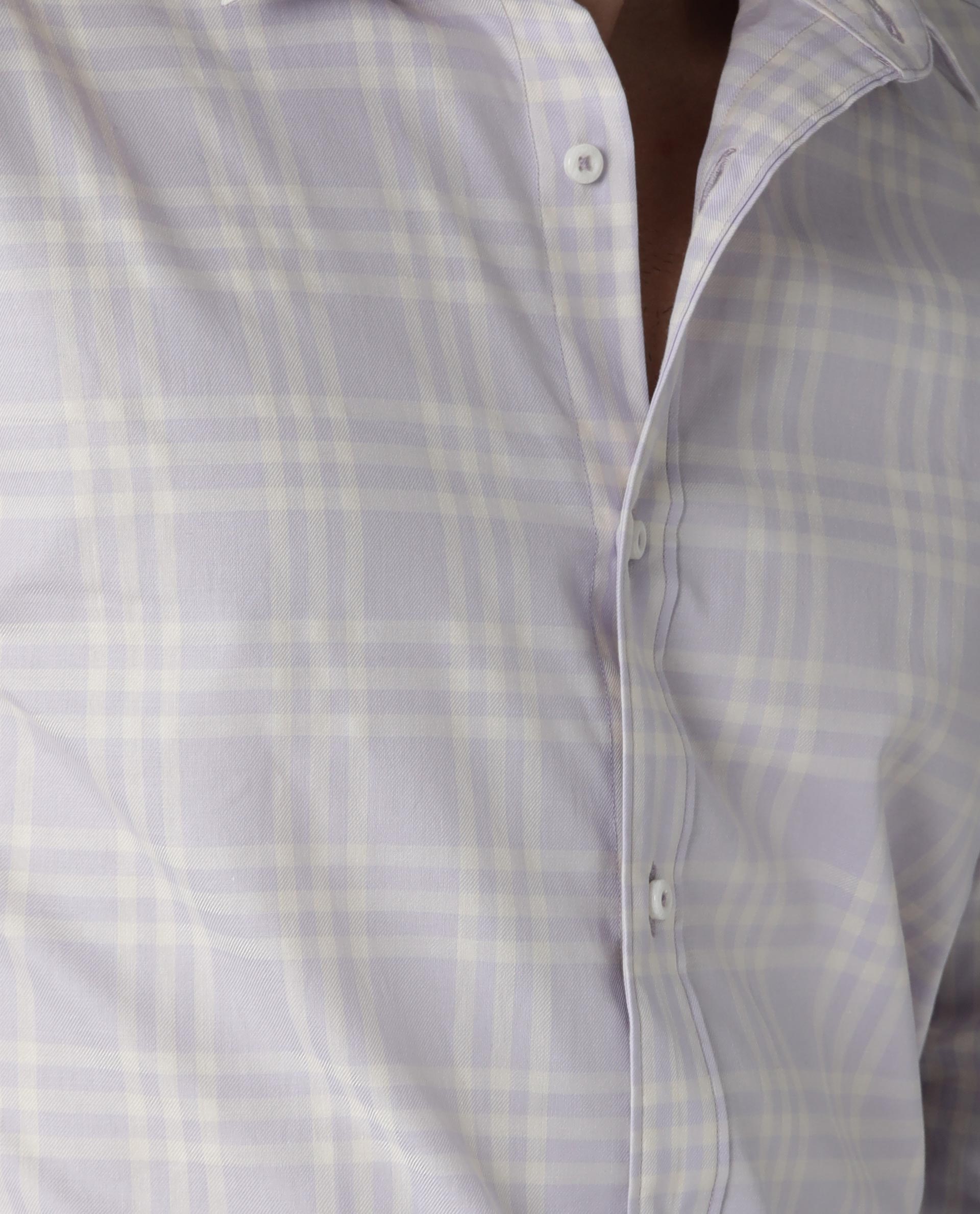 Rare Rabbit Men's Daren Purple Cotton Checked Print Regular Fit Full Sleeve Spread Collar Shirt