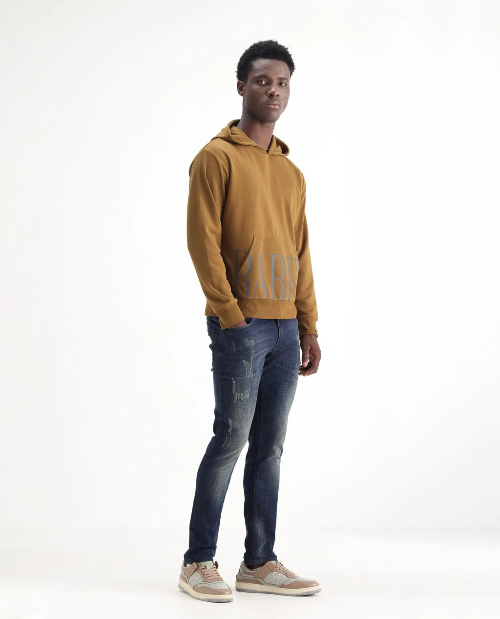 Rare Rabbit Men's David 4 Blue Cotton Plain Hawk Slim Fit Jeans