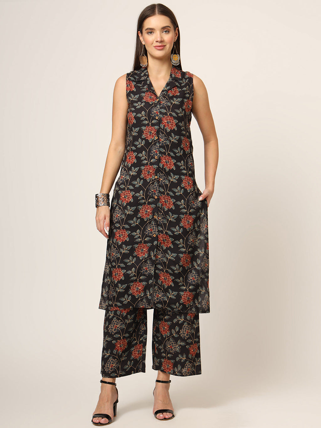 Divena Black Printed Rayon Fabric Straight Kurta