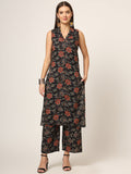 Divena Black Printed Rayon Fabric Straight Kurta