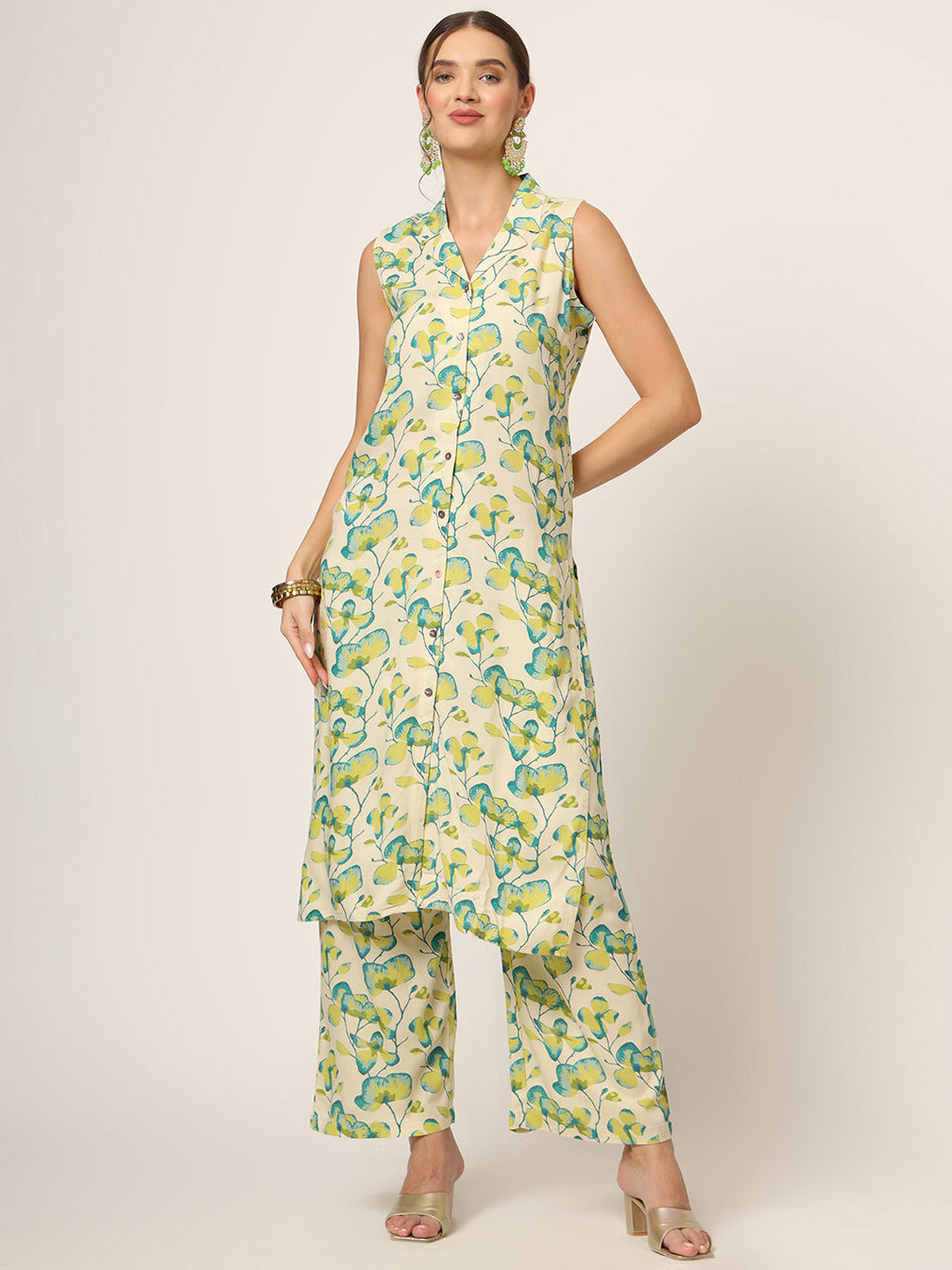 Divena Cream Printed Rayon Fabric Straight Kurta