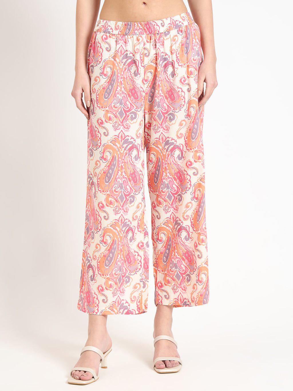 Divena Cream Floral Print Rayon Fabric Co-ord set
